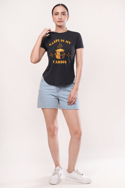 Women's Slice Tee - Kaapi Cardio - Bison Black - Bamboo