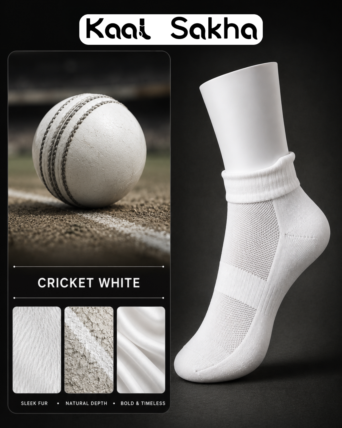 Bamboo Socks - Ankle Length - Kaal Sakha - Unisex - Cricket White