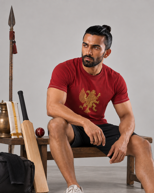 Men's T-Shirt - Royal Emblem- Byadgi Red - Bamboo