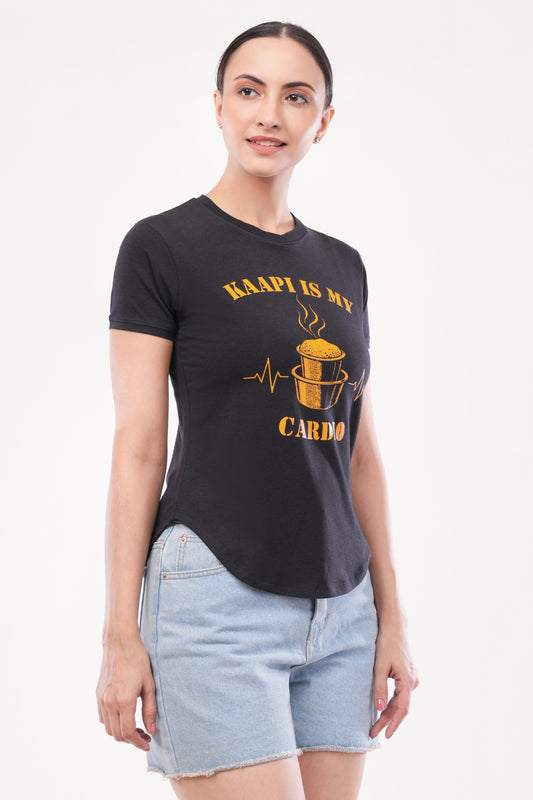 Women's Slice Tee - Kaapi Cardio - Bison Black - Bamboo