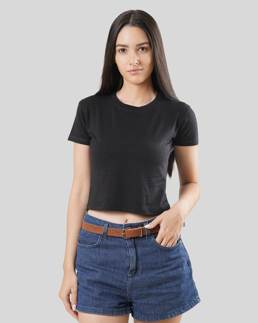 Women's Crop Top - Bison Black - Bamboo