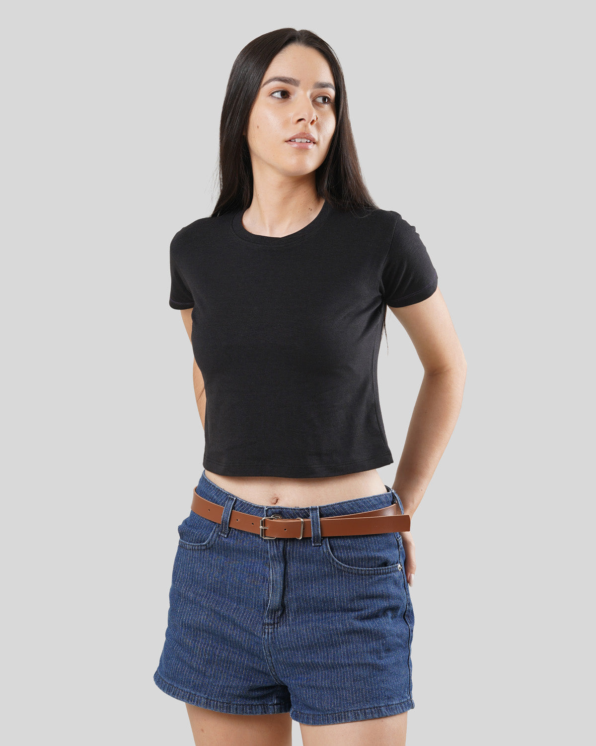 Women's Crop Top - Bison Black - Bamboo