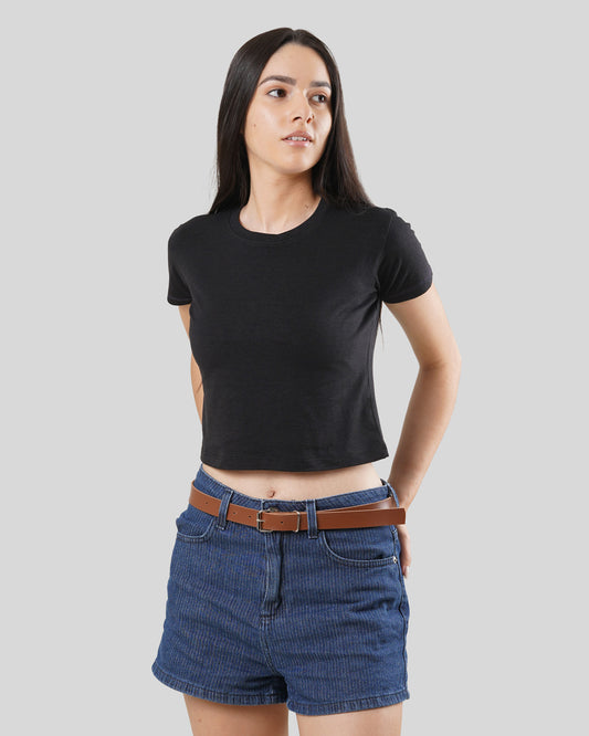 Women's Crop Top - Bison Black - Bamboo