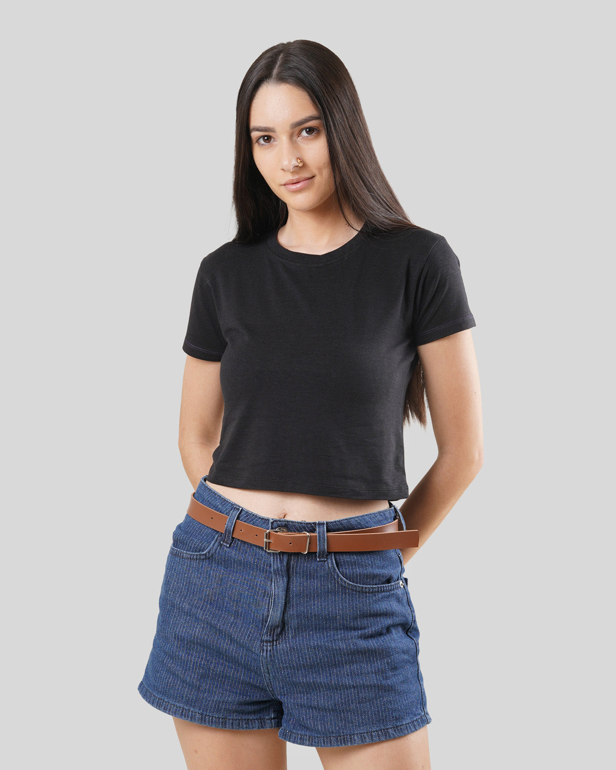 Women's Crop Top - Bison Black - Bamboo