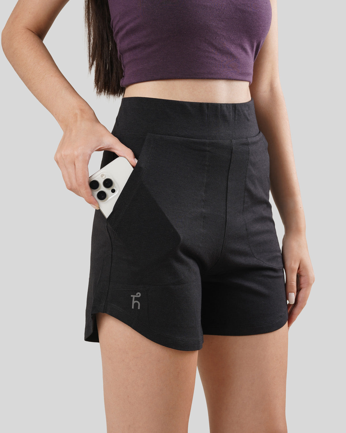 Women's Aaraam Shorts - Bison Black - Bamboo