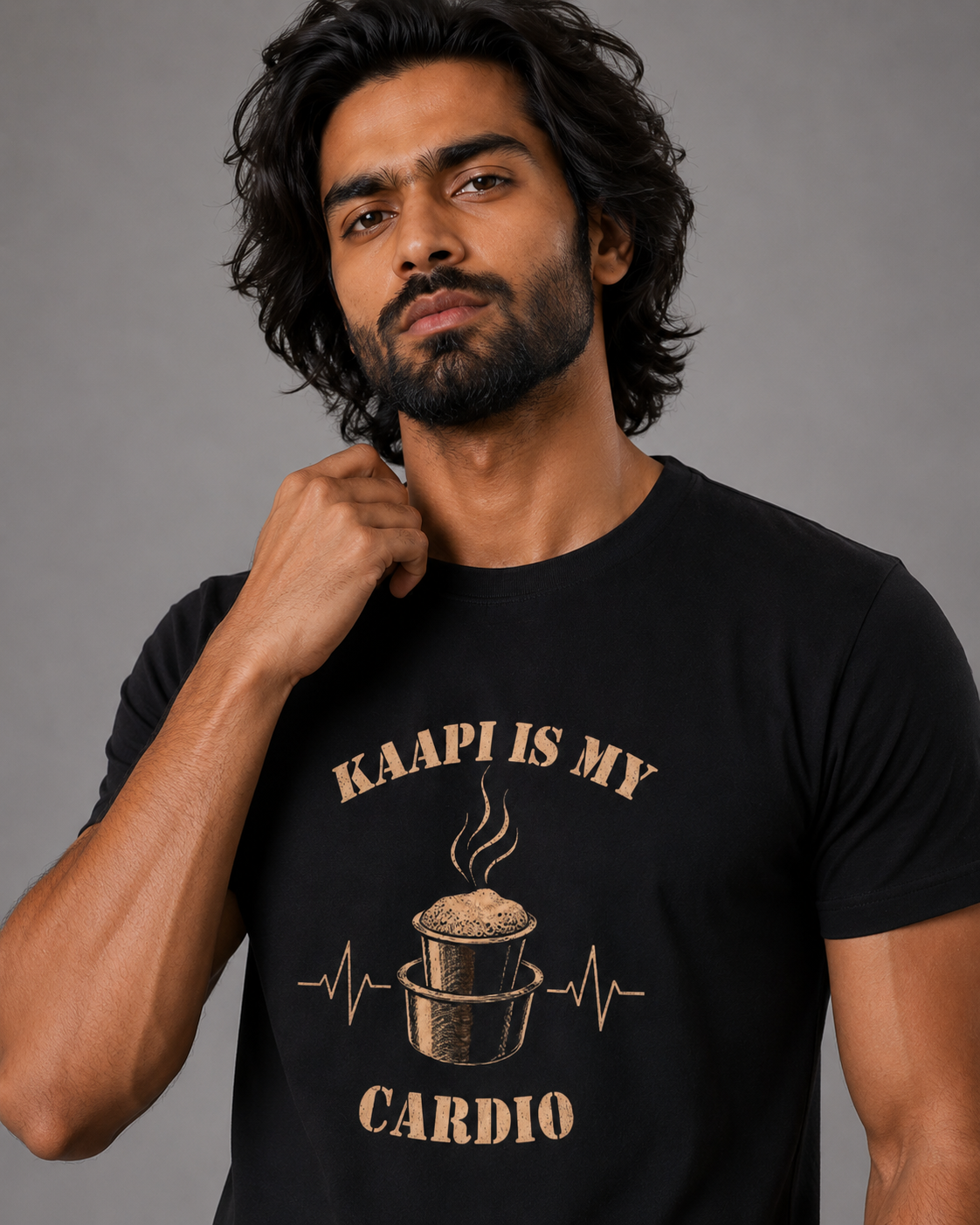 Men's T-Shirt - Kaapi Cardio - Bison Black - Bamboo