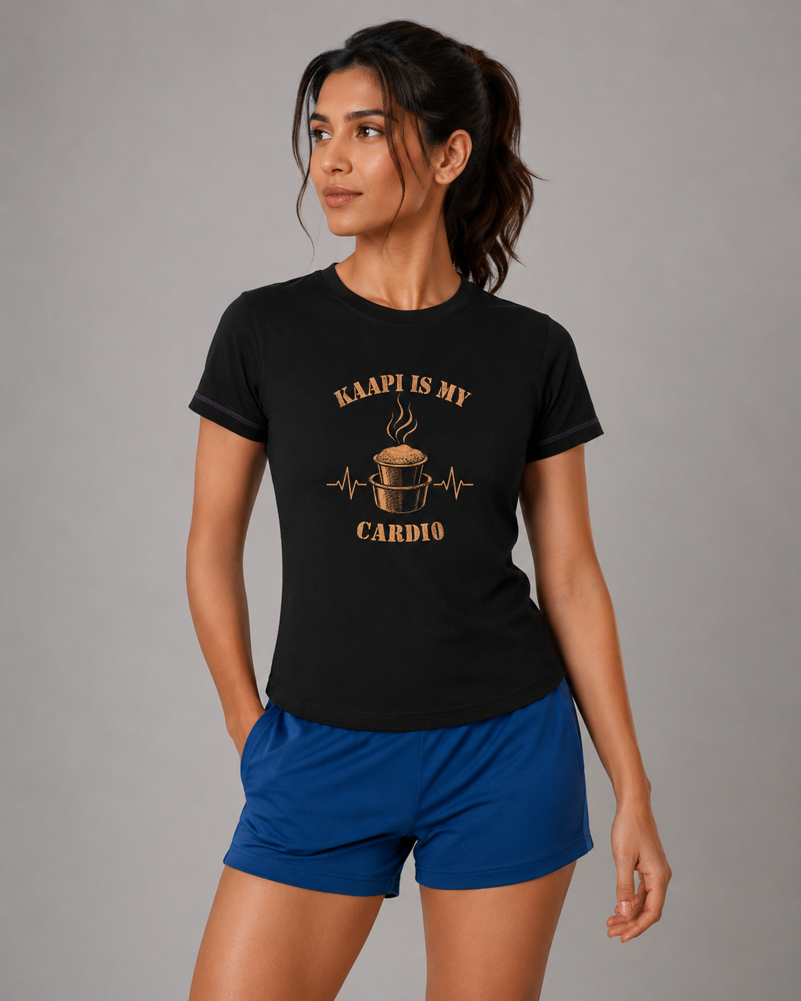 Women's Slice Tee - Kaapi Cardio - Bison Black - Bamboo