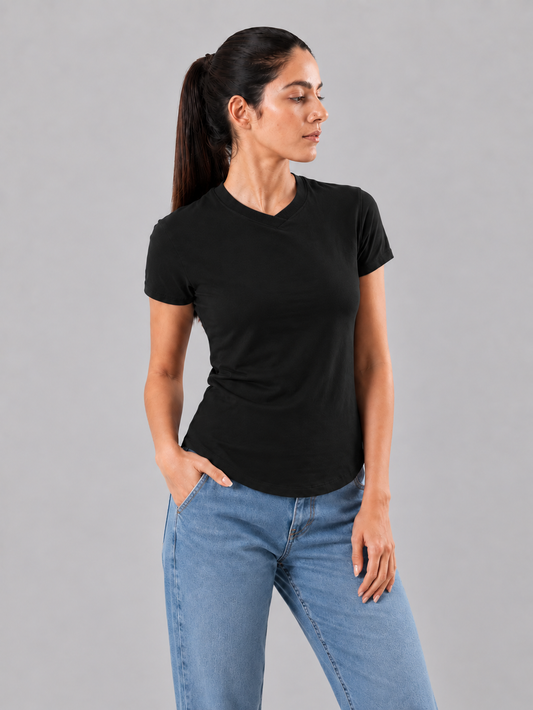 Women's Slice Tee - Bison Black - Bamboo