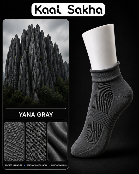 Bamboo Socks - Ankle Length - Kaal Sakha - Unisex - Yana Gray